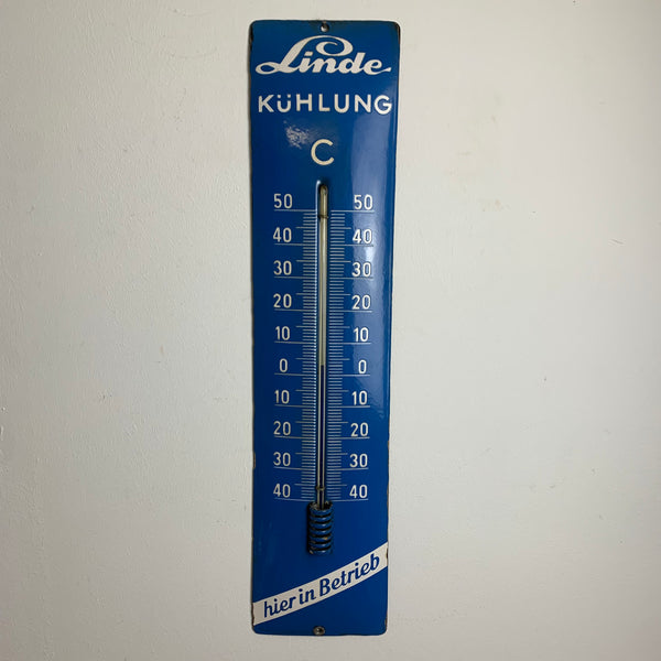 Emaille Schild Thermometer Linde Kühlung