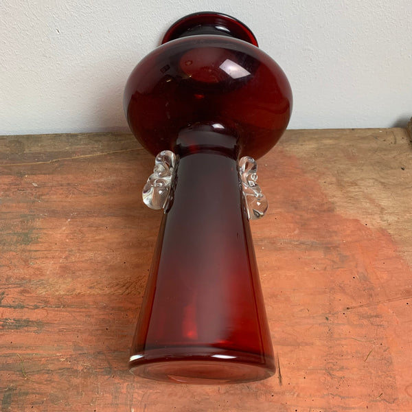 Vintage rote Glasvase von HSG Tarnowiec