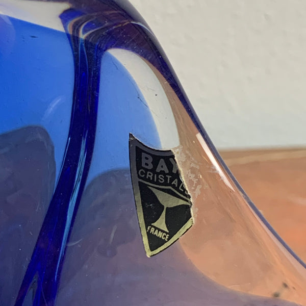 Vintage blaue Kristallglas Schale von Bayel France