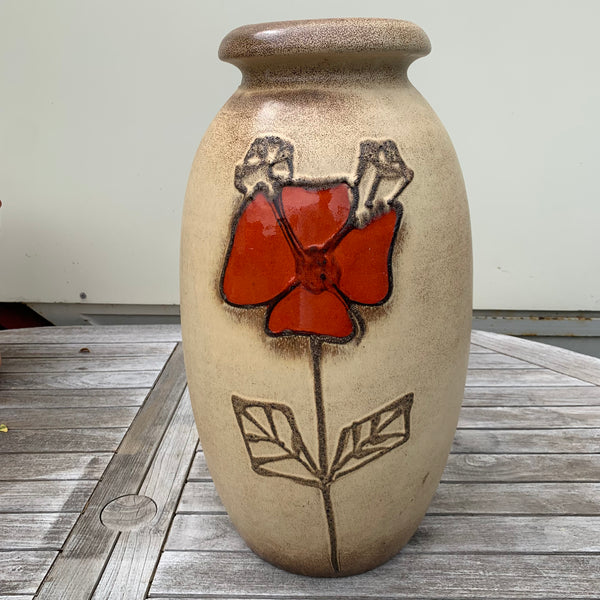 Keramik Bodenvase von Scheurich mit Blumenornament