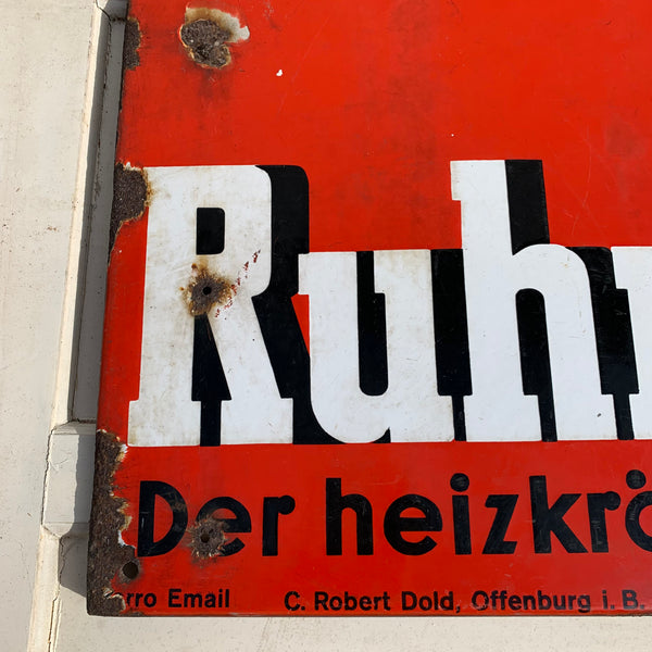Emaille Schild Ruhrkohle der heizkräftige Hausbrand