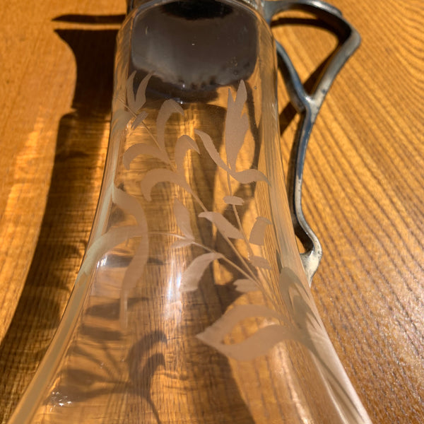 Jugendstil Glas Karaffe mit versilberter Montierung