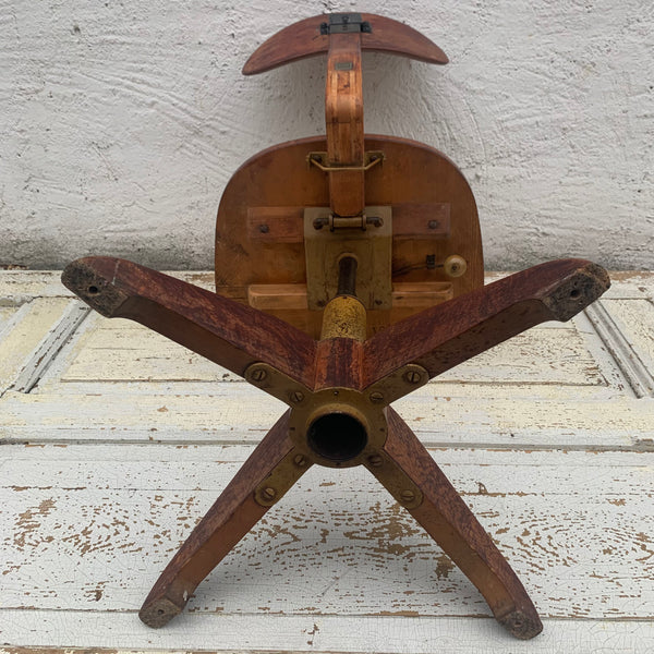Vintage Industrial Holz Drehstuhl von Stoll