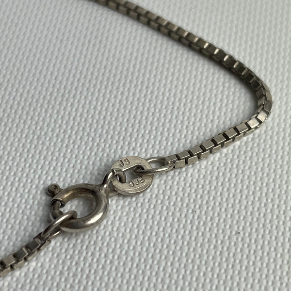 Vintage Silberkette mit Silber Perlmutt Anhänger 925er Silber