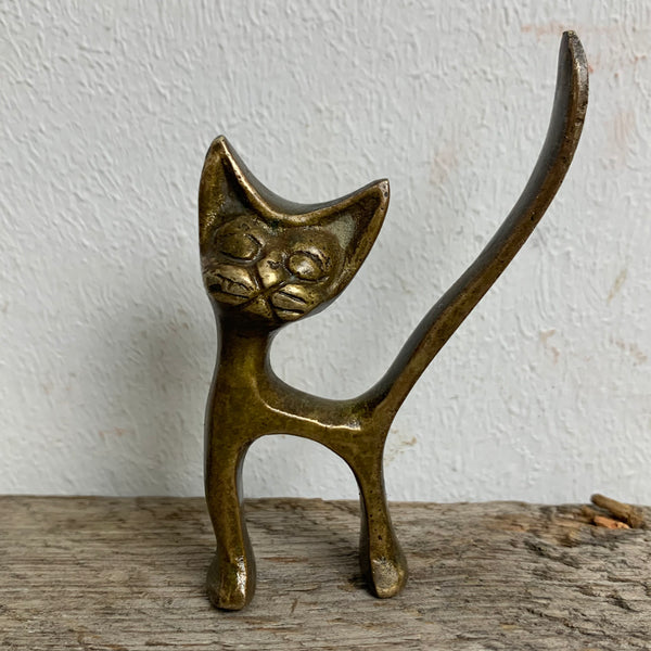 Kleine Bronze Skulptur Ringhalter als Katze