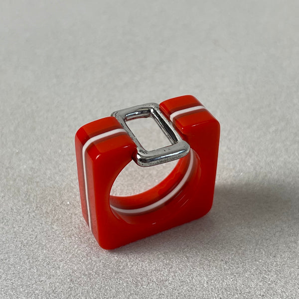 Ring 70er Jahre Acryl Silber 925