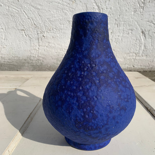 Blaue Studiokeramik Vase von Hartwig Heyne für Hoy