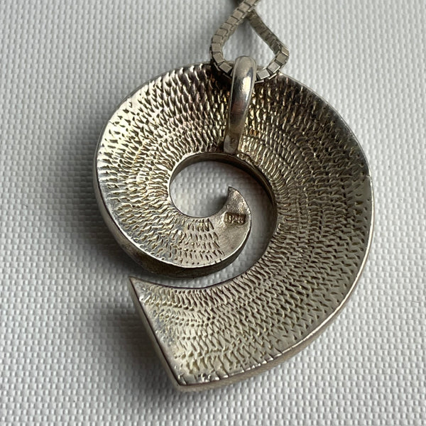 Vintage Silberkette mit Silber Perlmutt Anhänger 925er Silber