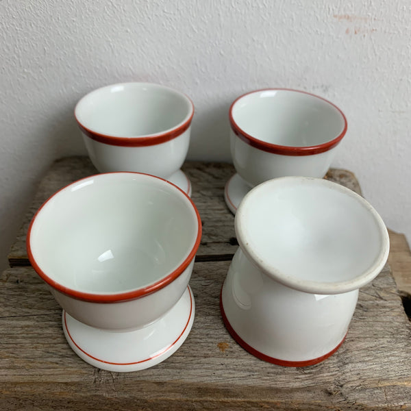 4 Eierbecher Rotrand von Hermann Gretsch für Arzberg