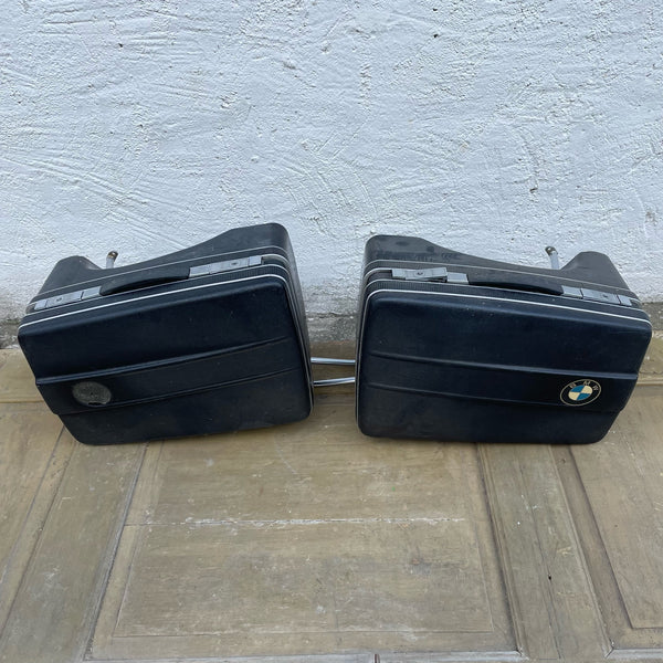 Vintage BMW Motorrad Kofferset mit Halter