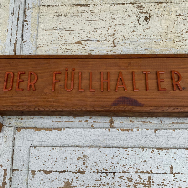 Vintage Reklame Geha Füllhalter Holzschild