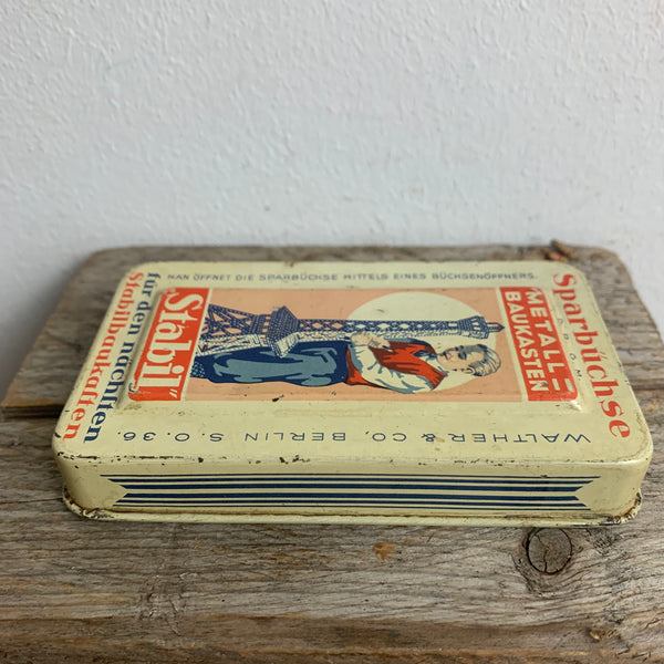 Vintage Sparbüchse Stabil Metallbaukasten