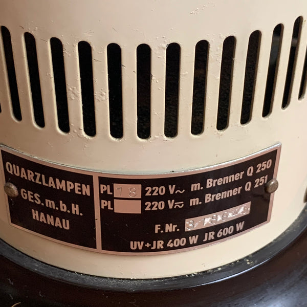 Vintage Quarz UV Lampe von Hanau