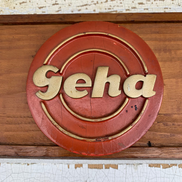 Vintage Reklame Geha Füllhalter Holzschild