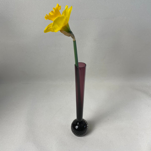 Orchideenvase Solifleurvase Stangenvase Kugelfuß mit Bubbles weinrot