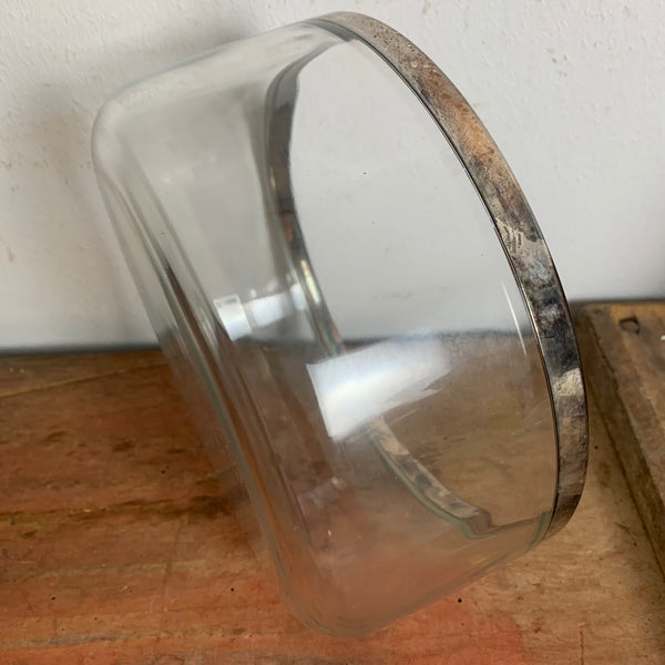 Vintage Glas Schale mit Silberrand