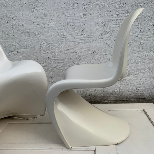 Vintage Pantonstuhl Panton Chair von Verner Panton für Fehlbaum Herman Miller in weiß