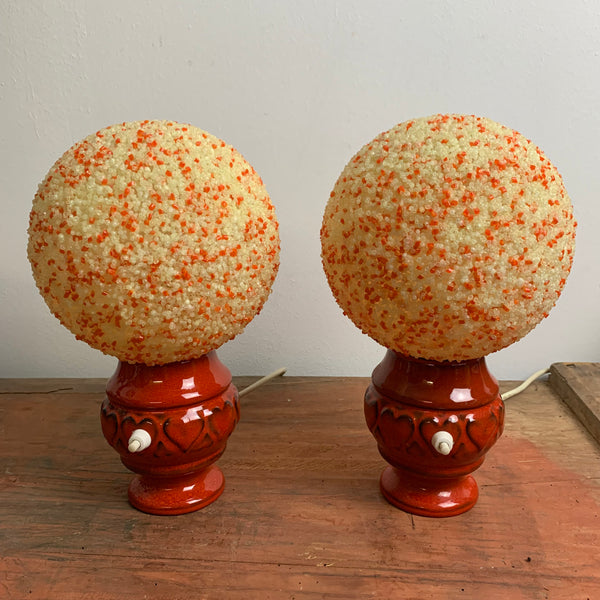 2 Granulat Keramik Kugel Nachttisch Lampen