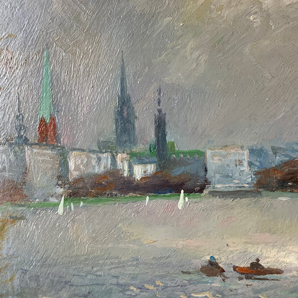 Kleines Gemälde Hamburg Alster
