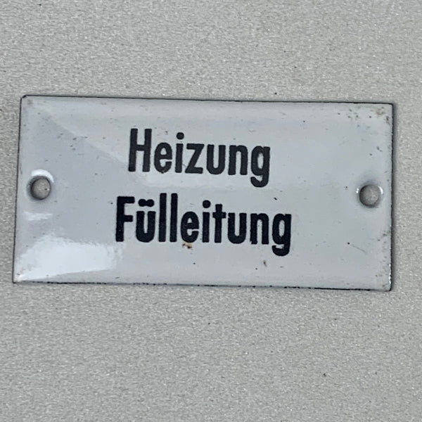 Emaille Schild Heizung Fülleitung