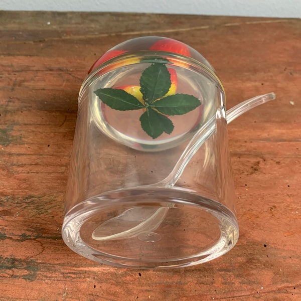 Vintage Marmeladendose aus Acrylglas Erdbeeren