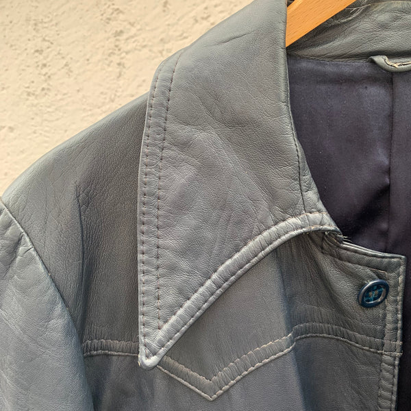 Vintage dunkelblaue Lederjacke