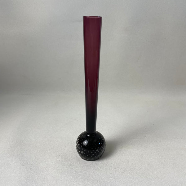 Orchideenvase Solifleurvase Stangenvase Kugelfuß mit Bubbles weinrot