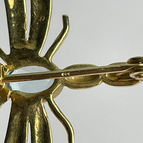 Libelle Brosche Gold mit Auquamarin