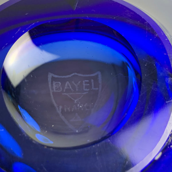 Vintage blaue Kristallglas Schale von Bayel France