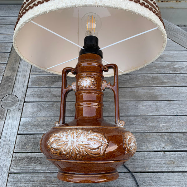 Keramik Tischlampe 60er Jahre braun