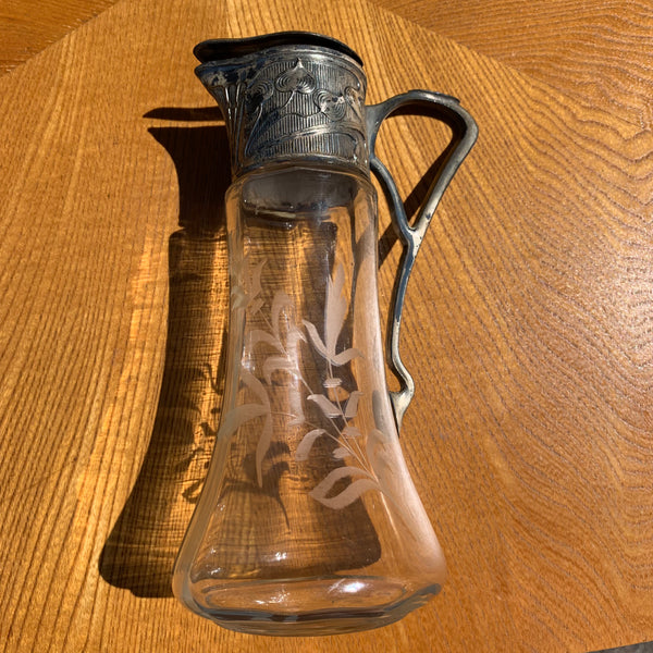 Jugendstil Glas Karaffe mit versilberter Montierung