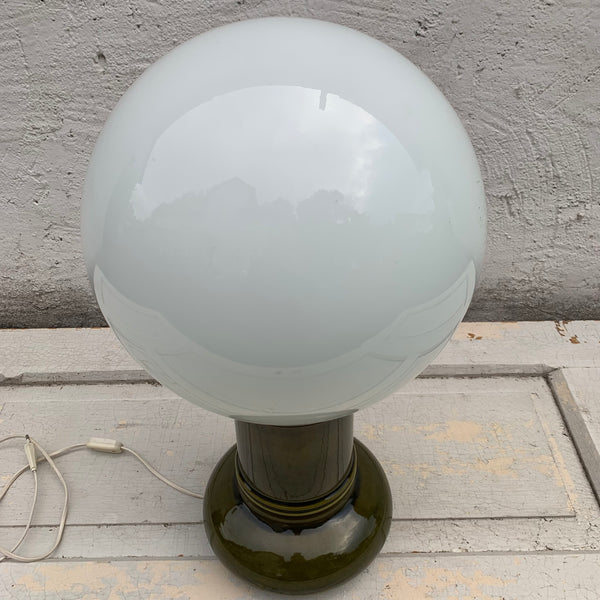 Große vintage Sockel Lampe grün Keramik