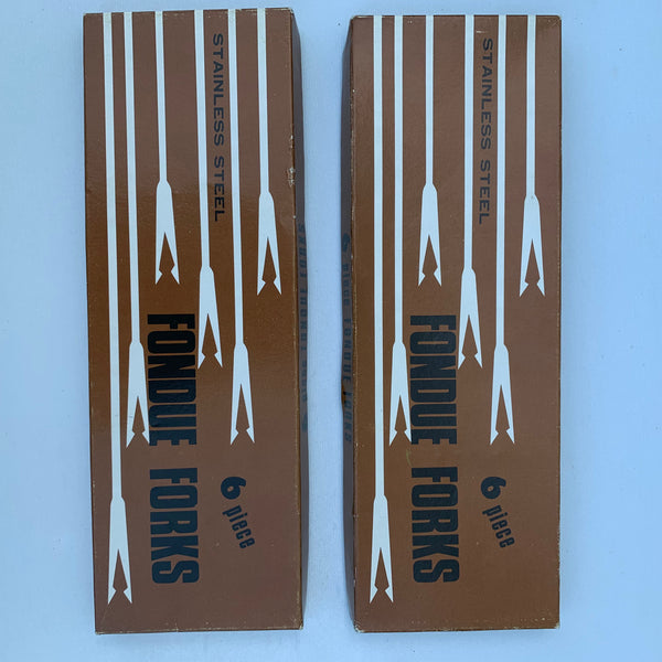 12 Fondue Forks / Gabeln mit Holzgriff 60er Jahre