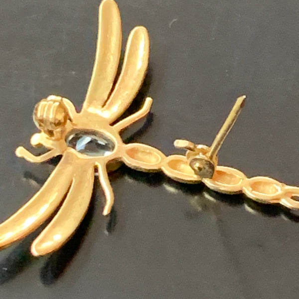 Libelle Brosche Gold mit Auquamarin