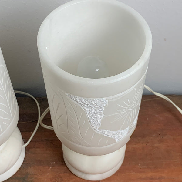 Ein paar vintage Nachttischlampen aus Alabaster