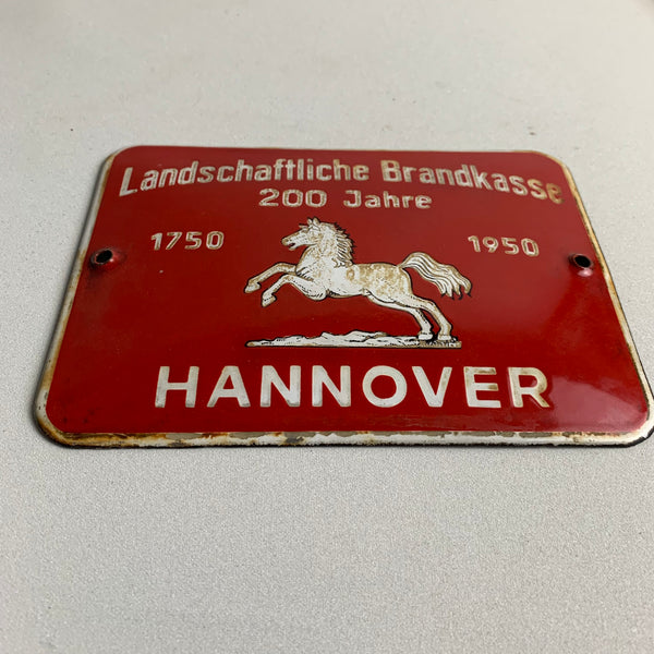 Emaille Schild Landschaftliche Brandkasse Hannover 1950