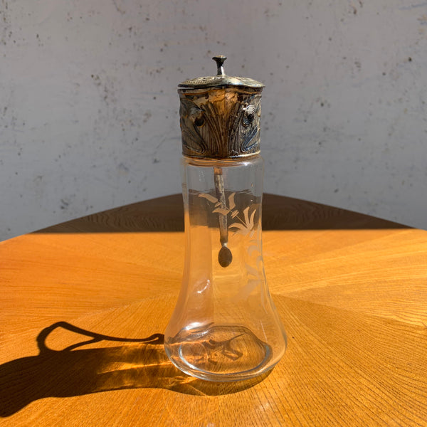 Jugendstil Glas Karaffe mit versilberter Montierung