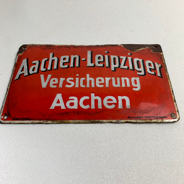 Emaille Schild Aachen-Leipziger Versicherung Aachen