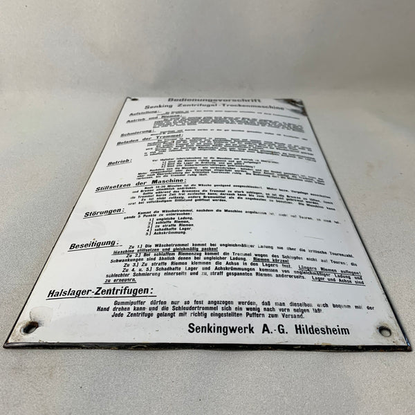 Emaille Schild Senking