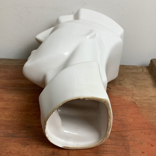 Vintage postmoderne Keramik Skulptur Kopf in weiß