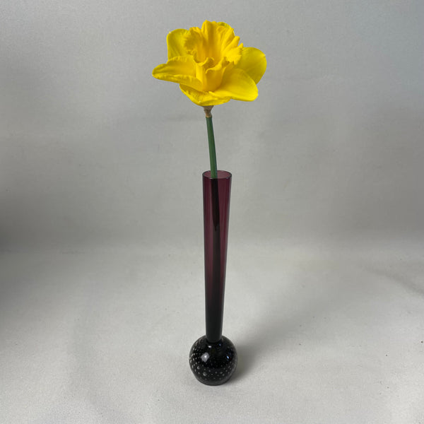 Orchideenvase Solifleurvase Stangenvase Kugelfuß mit Bubbles weinrot