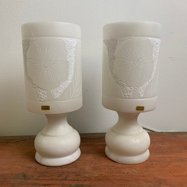 Ein paar vintage Nachttischlampen aus Alabaster