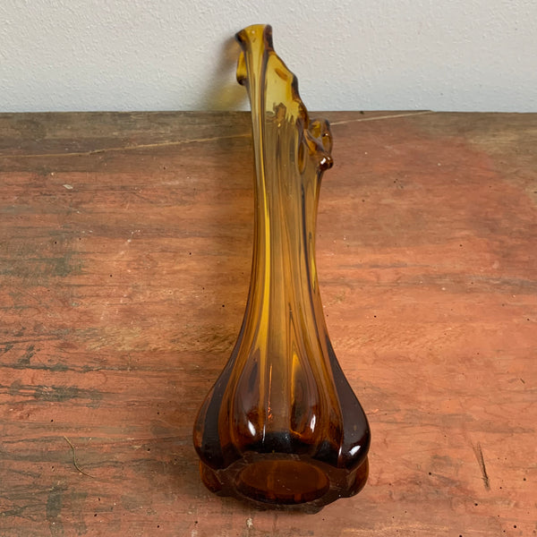 Vintage bernsteinfarbene Glasvase