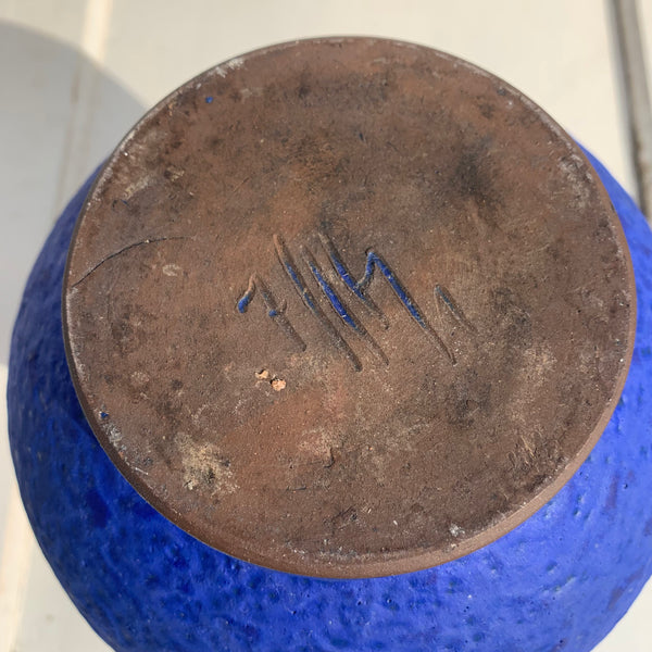 Blaue Studiokeramik Vase von Hartwig Heyne für Hoy