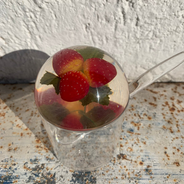 Vintage Marmeladendose aus Acrylglas Erdbeeren
