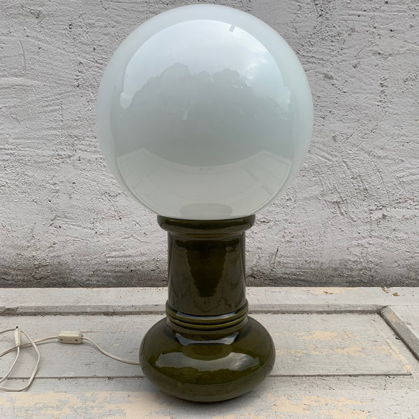 Große vintage Sockel Lampe grün Keramik