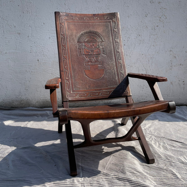 Leder Garnitur mit Klappstühlen und Tisch von Angel I. Pazmino