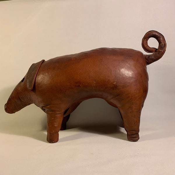 Vintage Leder Schwein Ottomane von Dimitri Omersa für das Londoner Kaufhaus Liberty