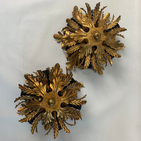 Ein Paar vergoldete Vintage Deckenlampe mit 6 Leuchten von Banci Firenze