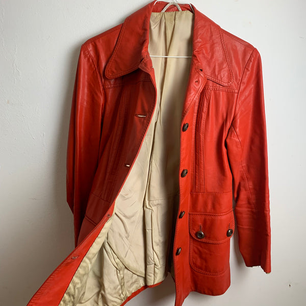 70er Jahre Damen Lederjacke rot